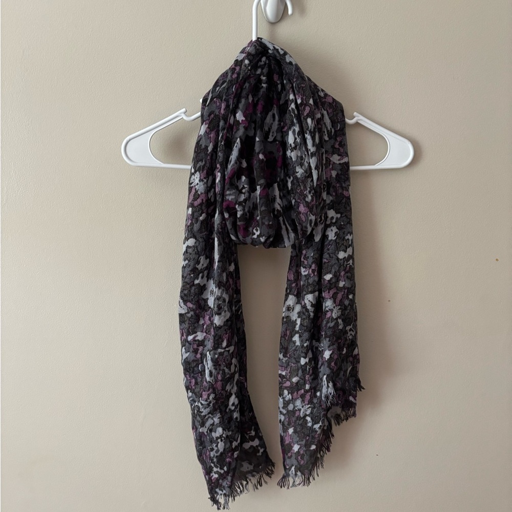 Floral Black and Purple Scarf